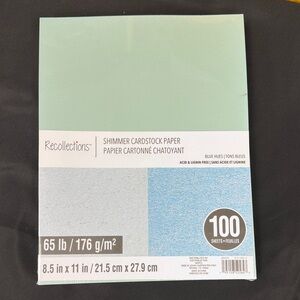 Recollections Shimmer Cardstock Paper in Blue Hues 65lb 8.5x11 inches 100 sheet